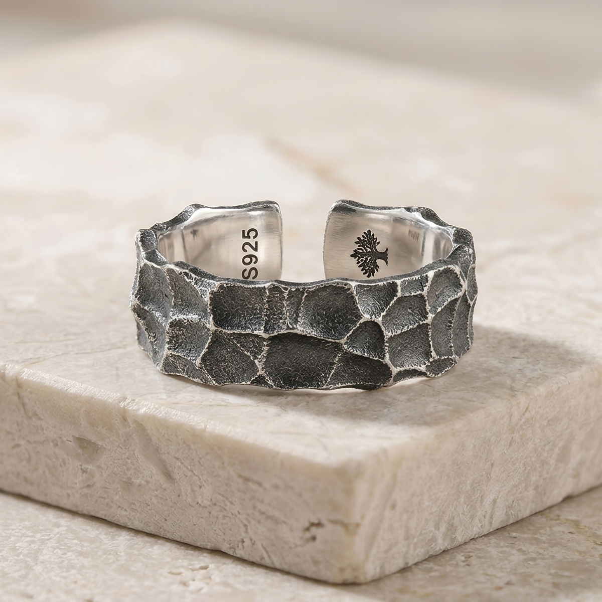 RAW EARTH RING - 925 STERLING SILVER