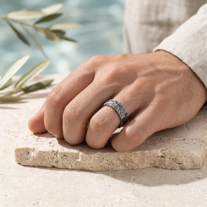 RAW EARTH RING - 925 STERLING SILVER