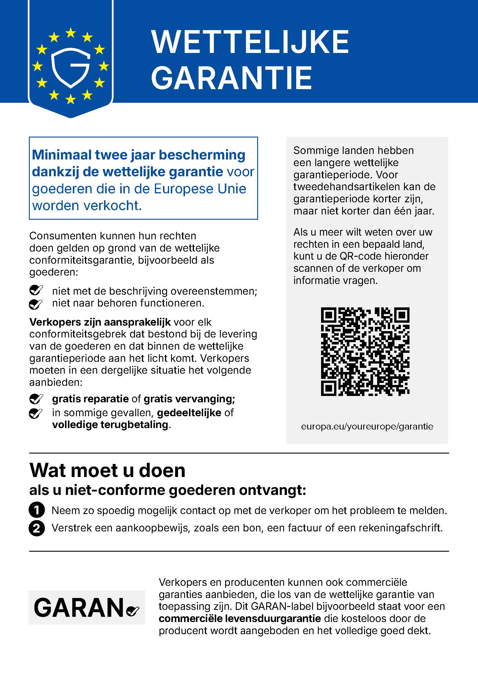 Aviso harmonizado da União Europeia sobre a garantia legal